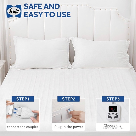 Sealy Heated Mattress Pad Queen Size Dual Control Heating Electric Mattress Pad - Picture 6 of 11